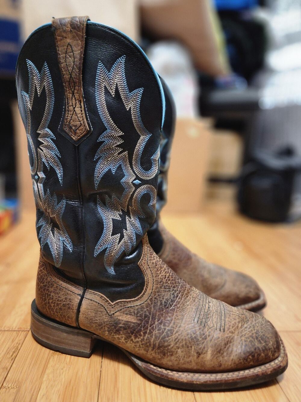 Ariat Tombstone Western Boots Mens 9.5D Leather Cowboy Square Toe Brown 10011785